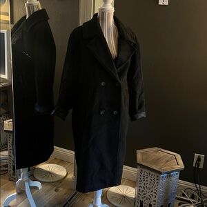 Bernardo, Women's Black Wool Blend Double-Breasted Coat - Size M